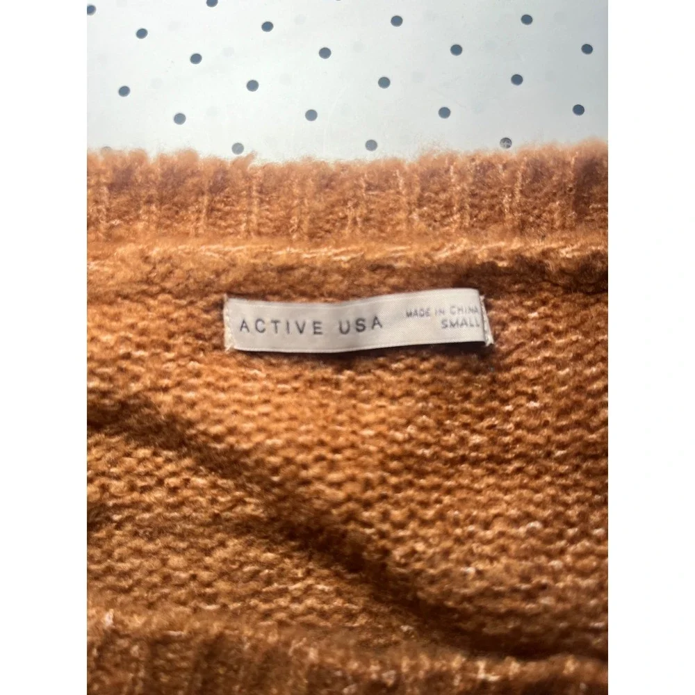 Active USA Colorblock Sweater S Rust Gray Black Cozy Oversized Fall Knit SW10757